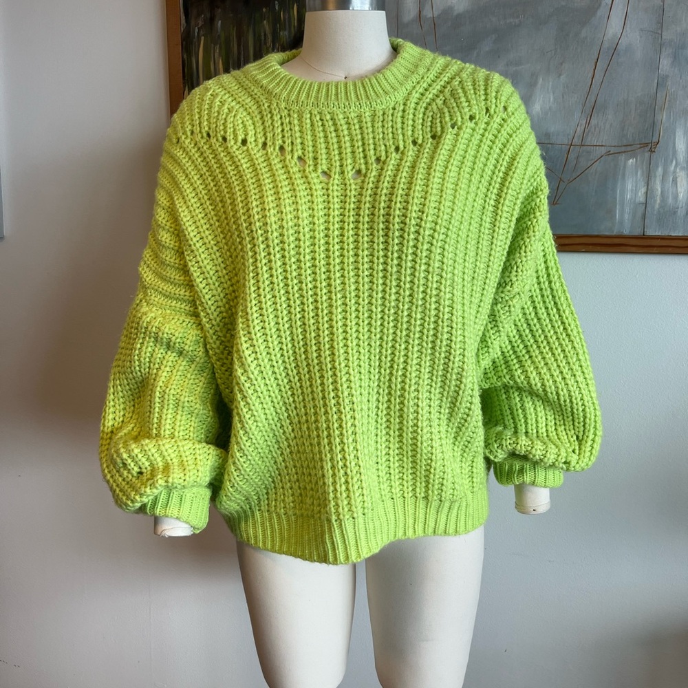 Elodie Neon Lime Chunky Crewneck Sweater
